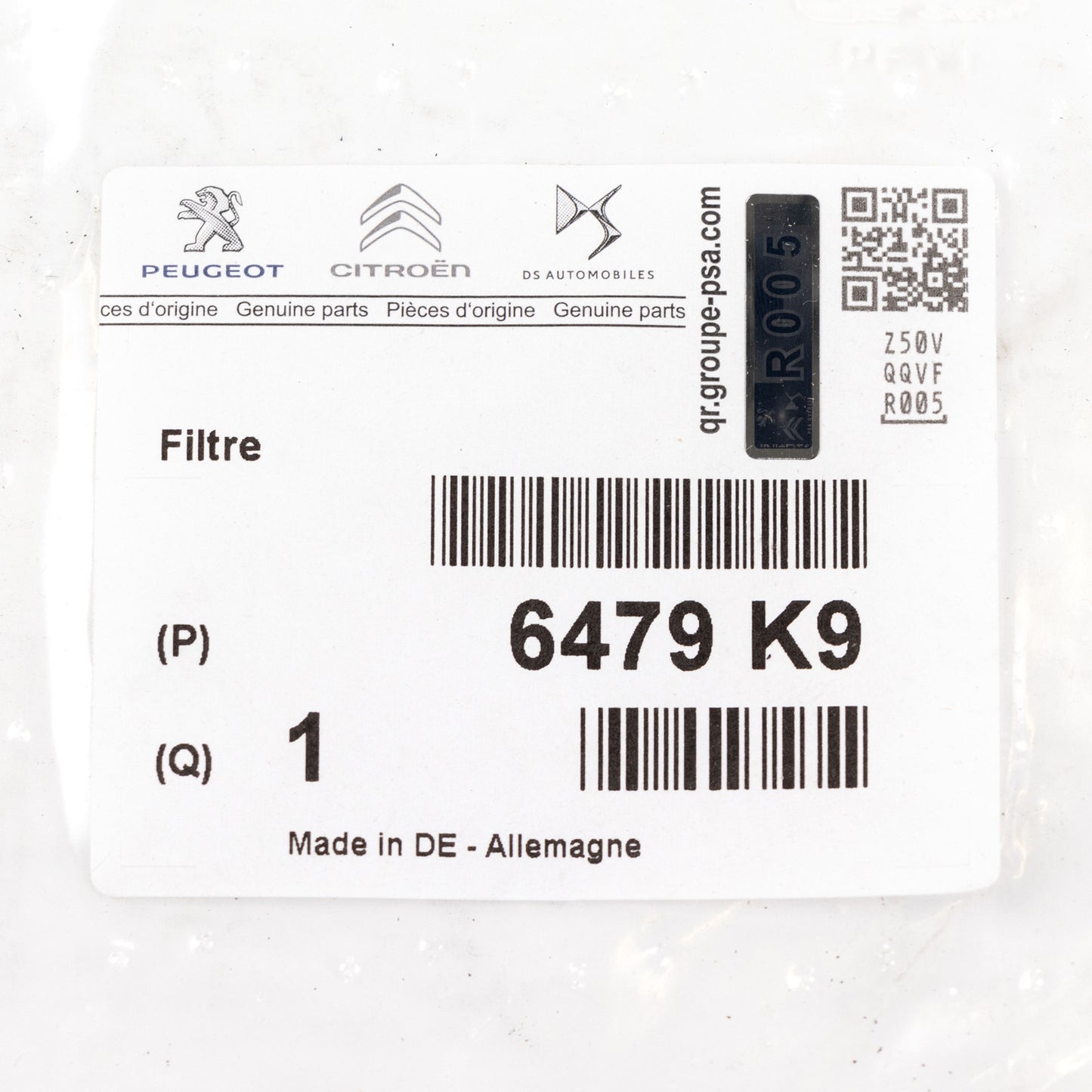 Filtr kabinowy Filtr z węglem aktywnym OE PSA 6479K9