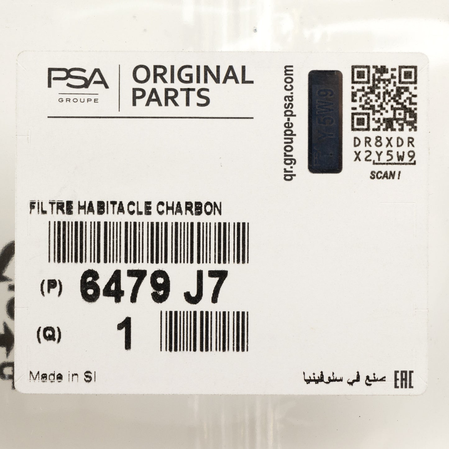 Filtr kabinowy PSA OE 6479J7