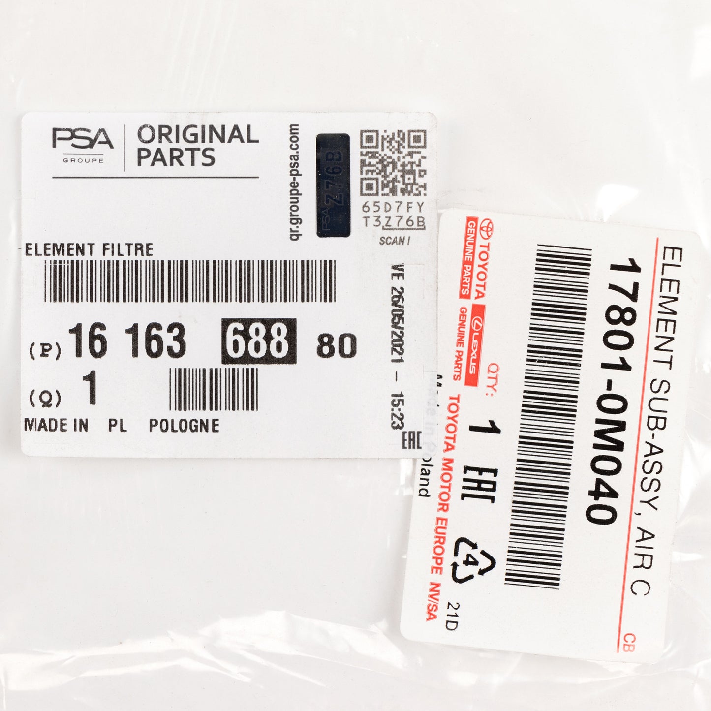 Wkład filtra powietrza PSA OE 1616368880