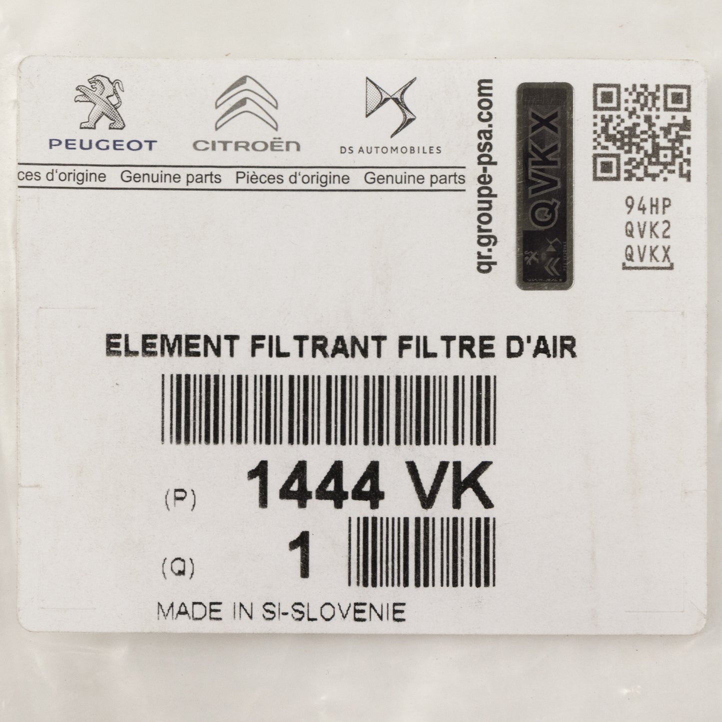 Filtr powietrza PSA OE 1444VK