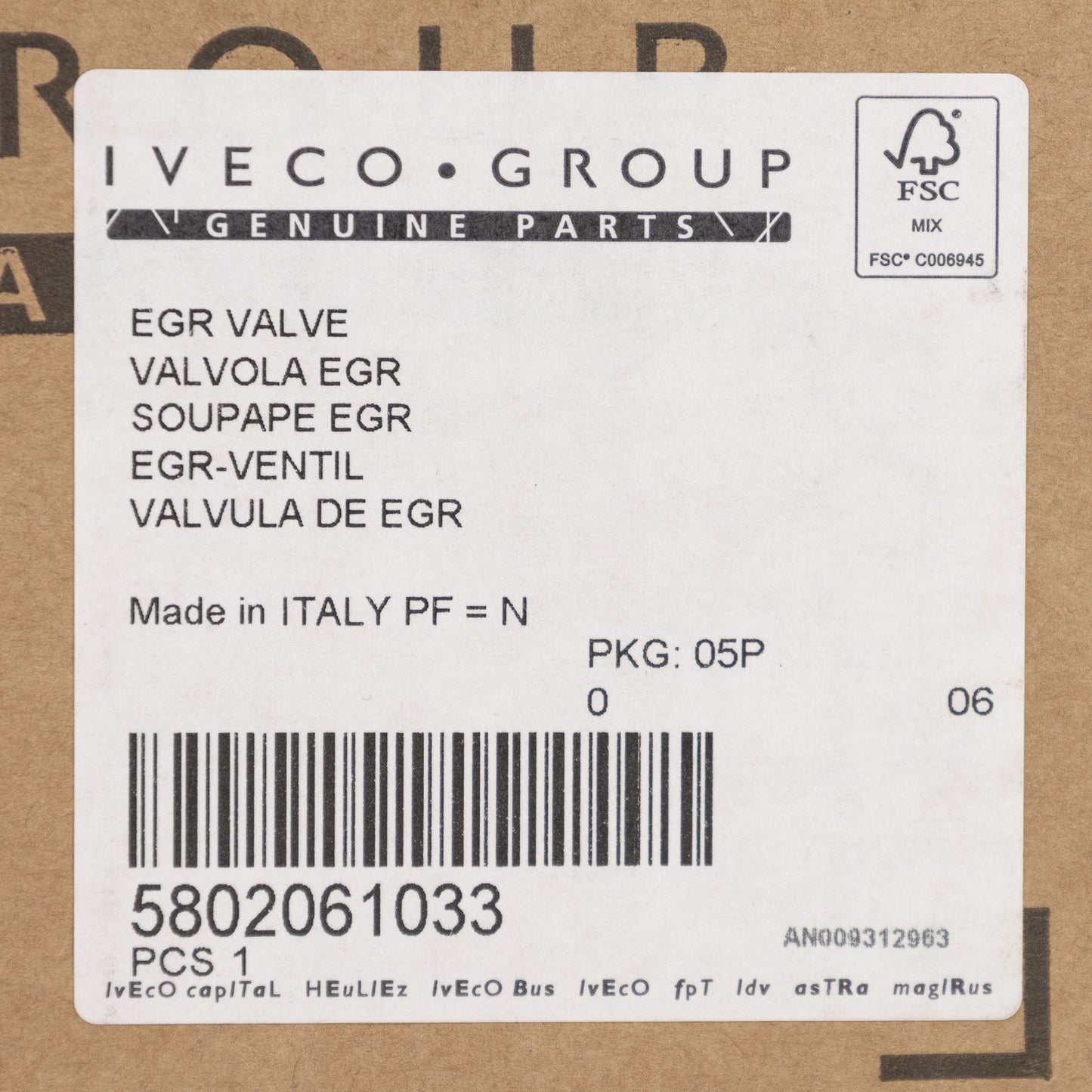 Zawór EGR Iveco OE5802061033