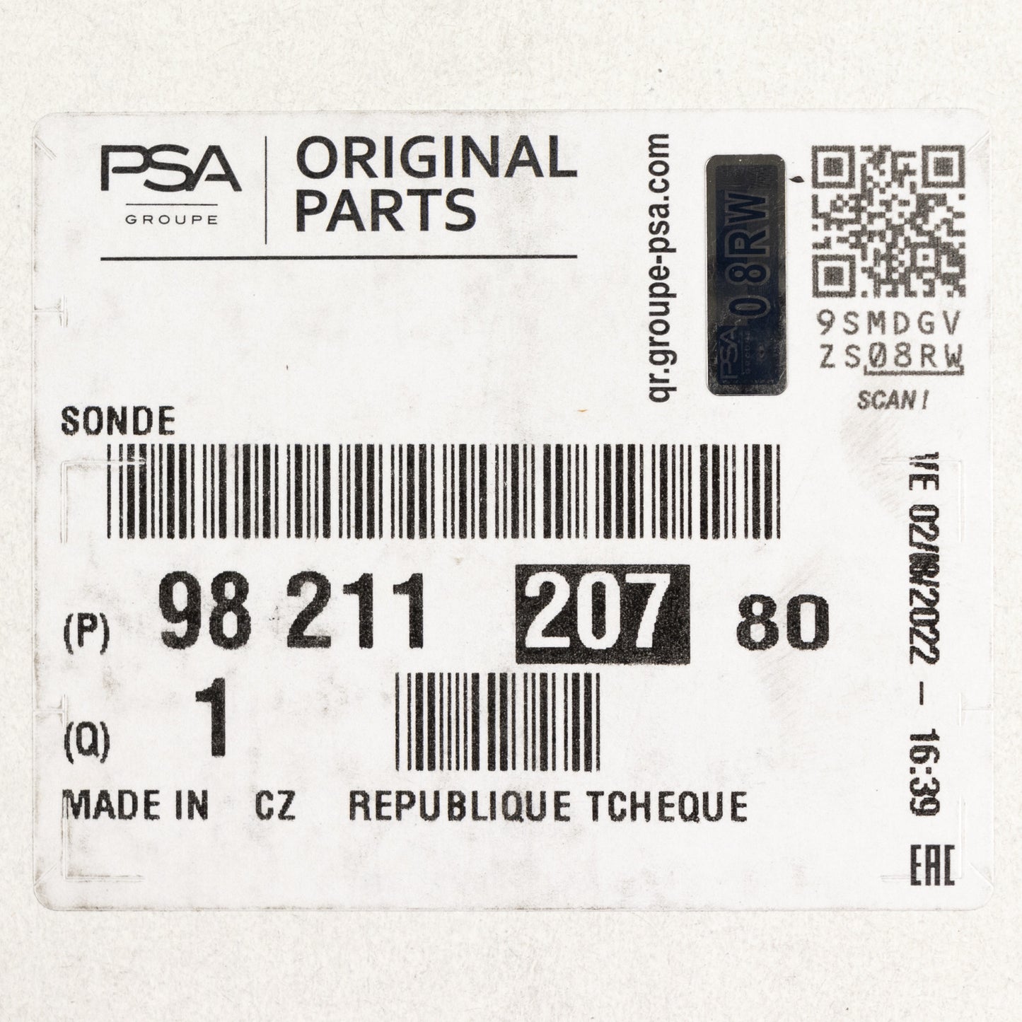 Sonda lambda Czujnik NOX PSA OE9821120780
