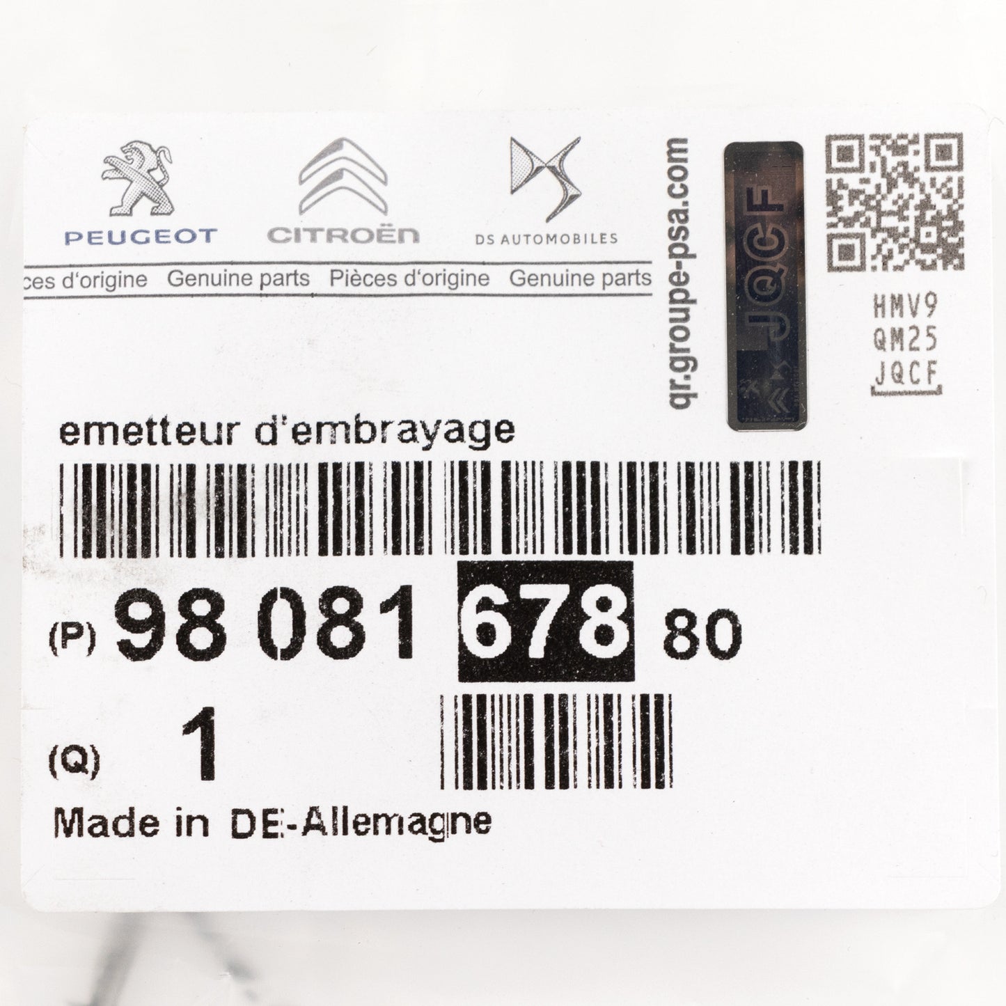 Cylinder sprzęgła oryginalny PSA 9808167880