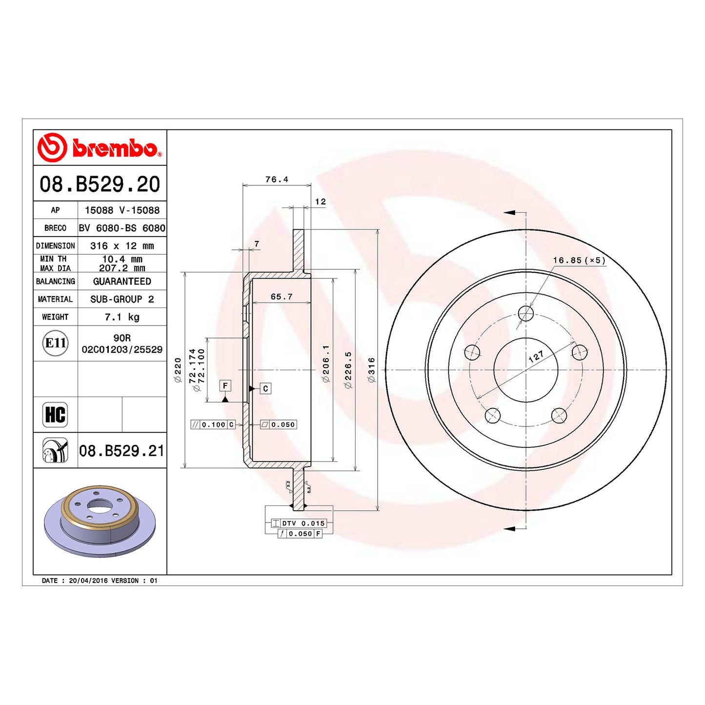 Tylna tarcza hamulcowa z powłoką Brembo