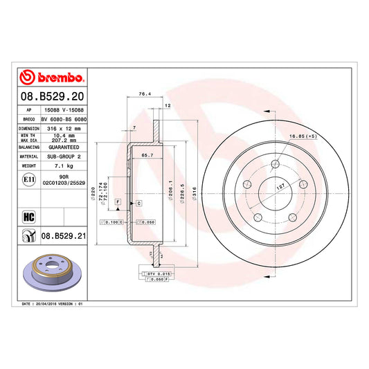 Tylna tarcza hamulcowa z powłoką Brembo