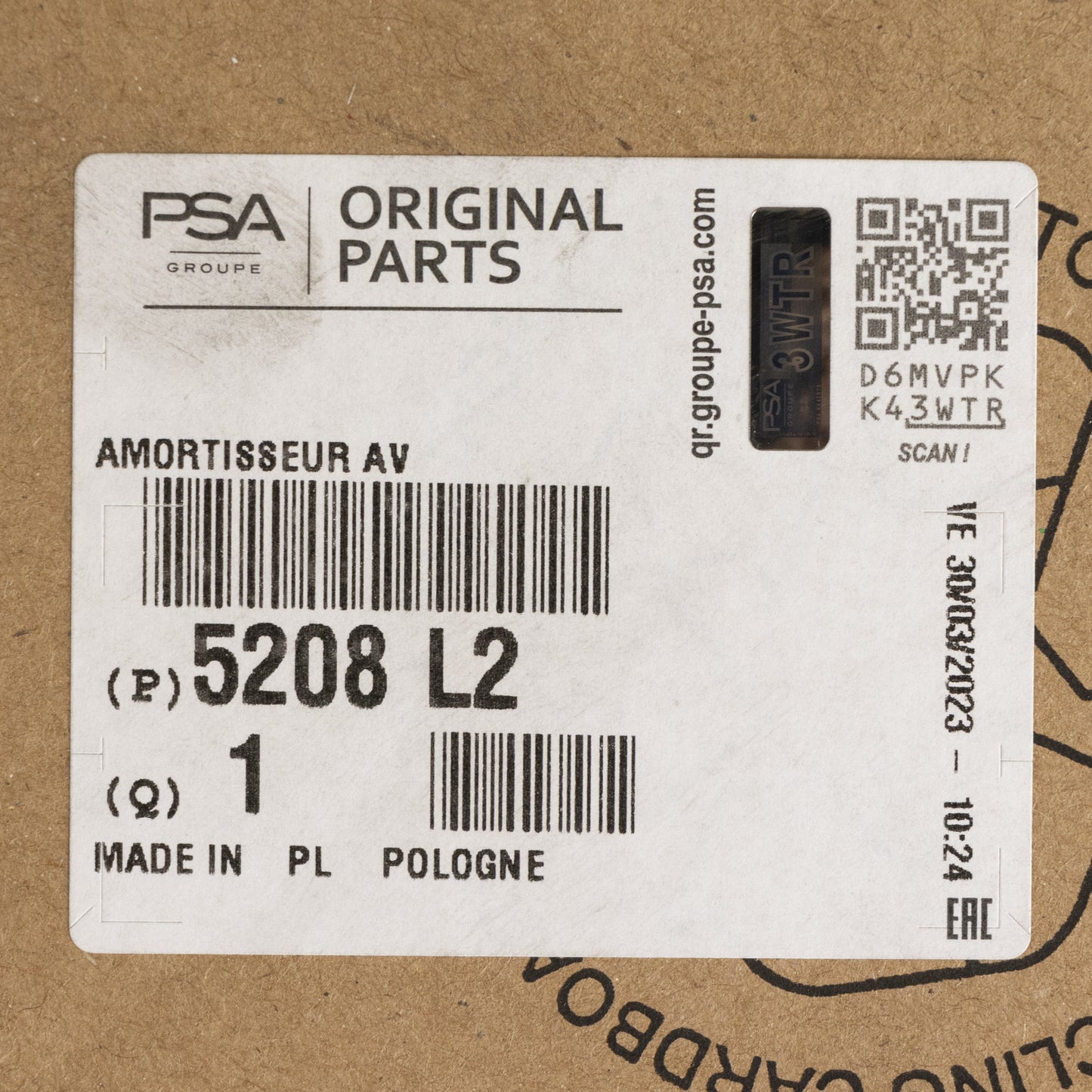 Amortyzatory przednie 15-calowe opony Oryginalne PSA