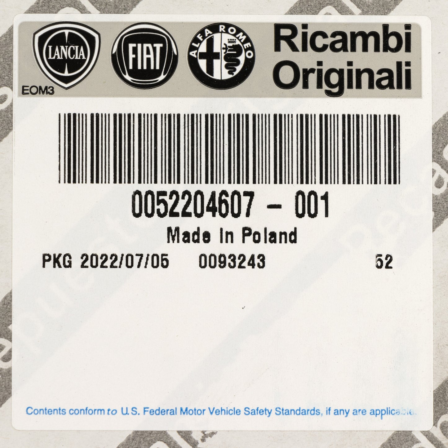 Podnośnik elektryczny przedni prawy oryginalny FCA 52089869