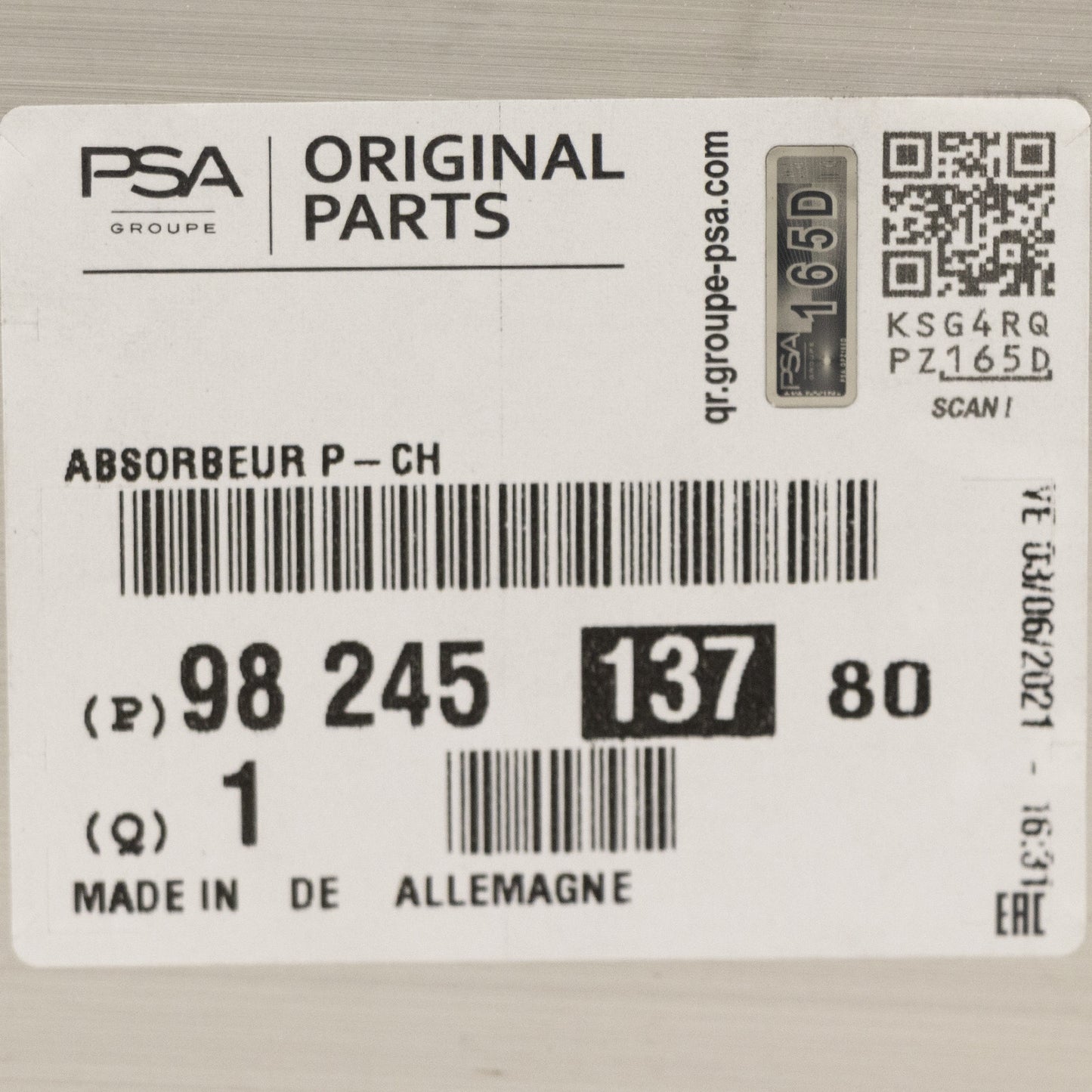 Amortyzator PSA OE 9824513780