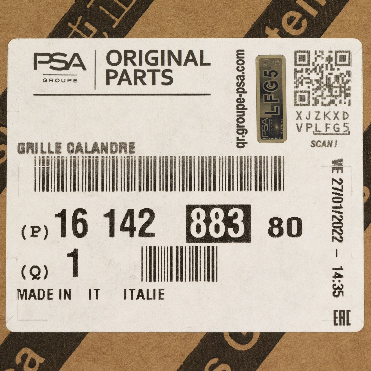 Kratka chłodnicy PSA OE 1614288380