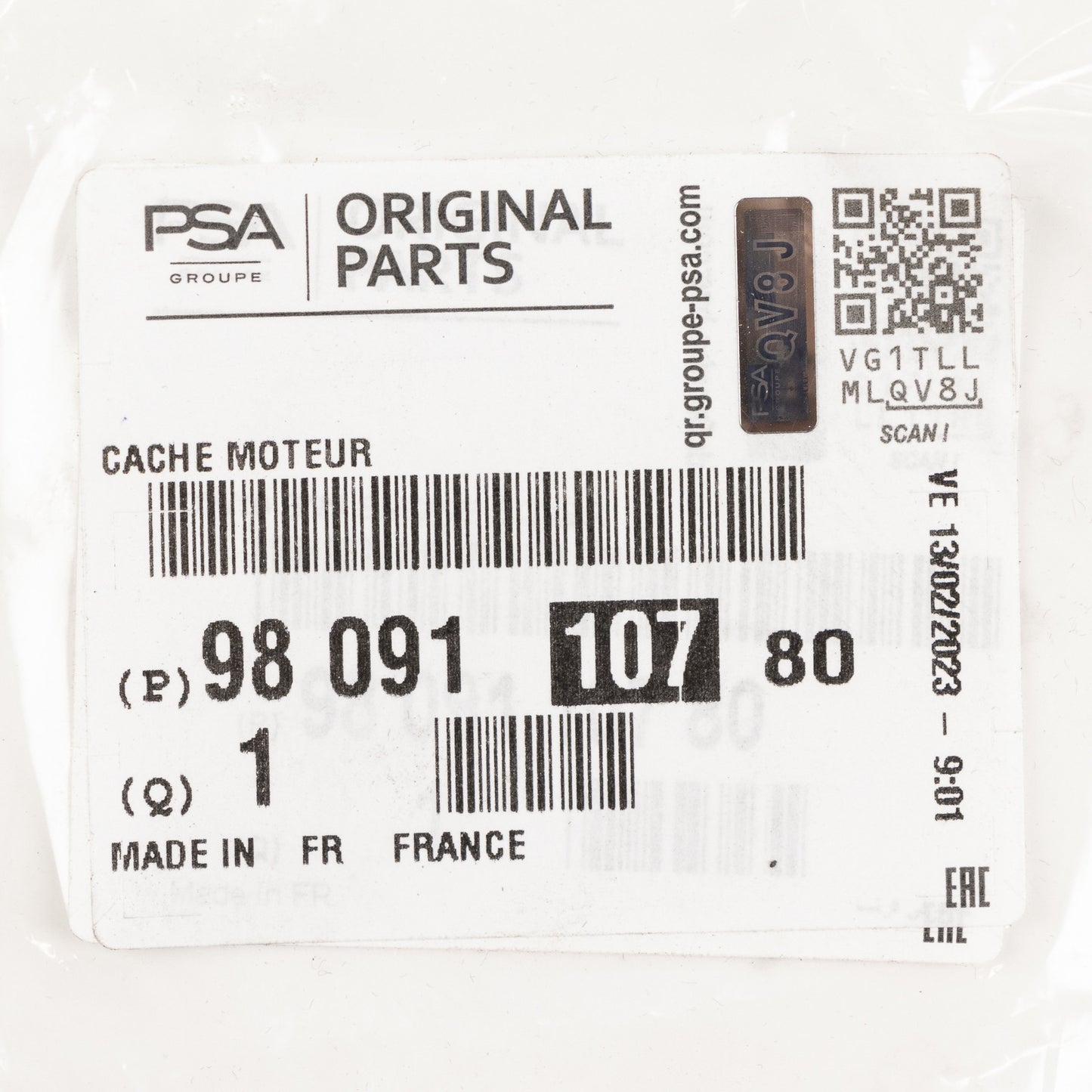Osłona silnika górna PSA OE 9809110780 PEUGEOT BOXER Citroen Jumper