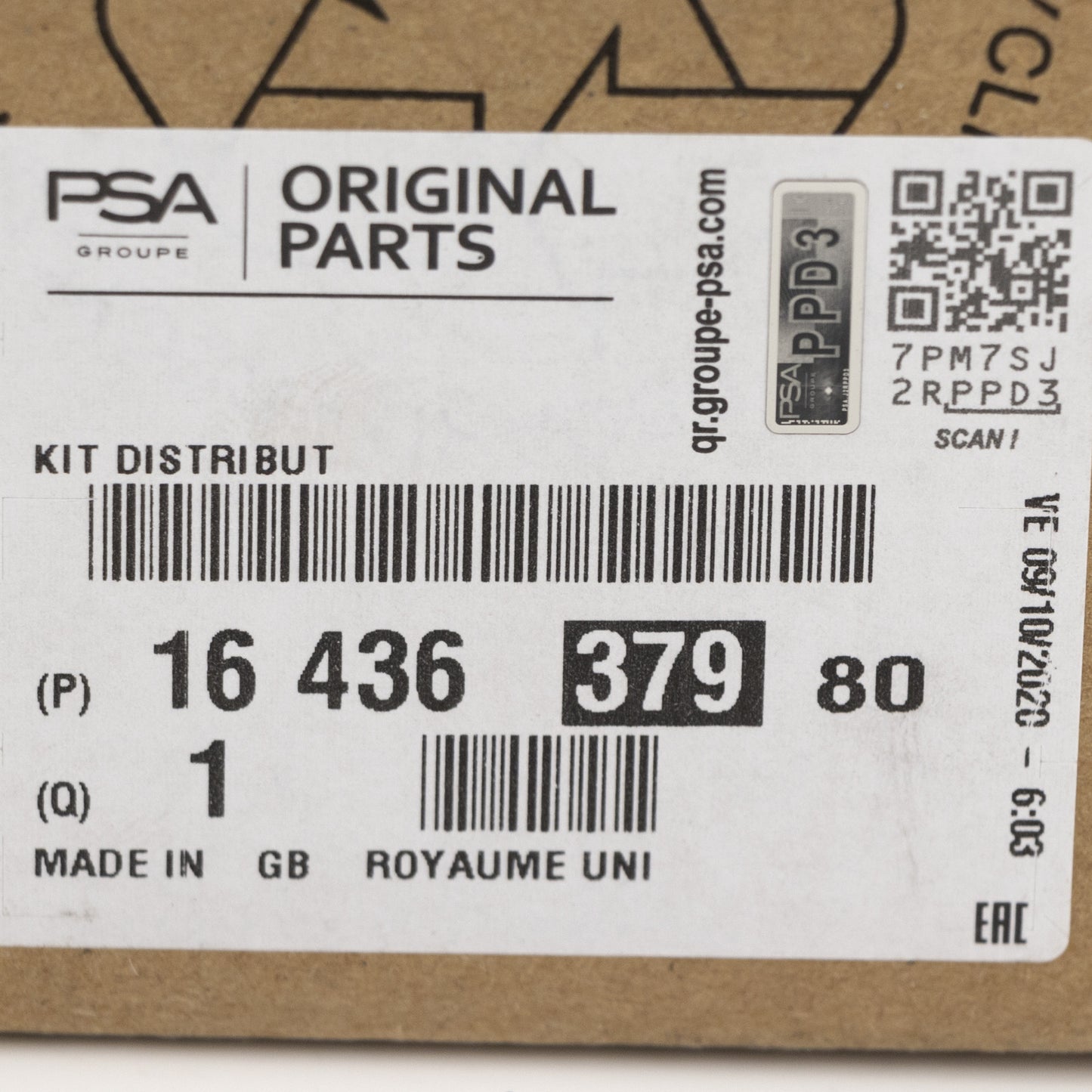 Zestaw pasków zębatych z 2 rolkami zwrotnymi Original PSA 0831R9