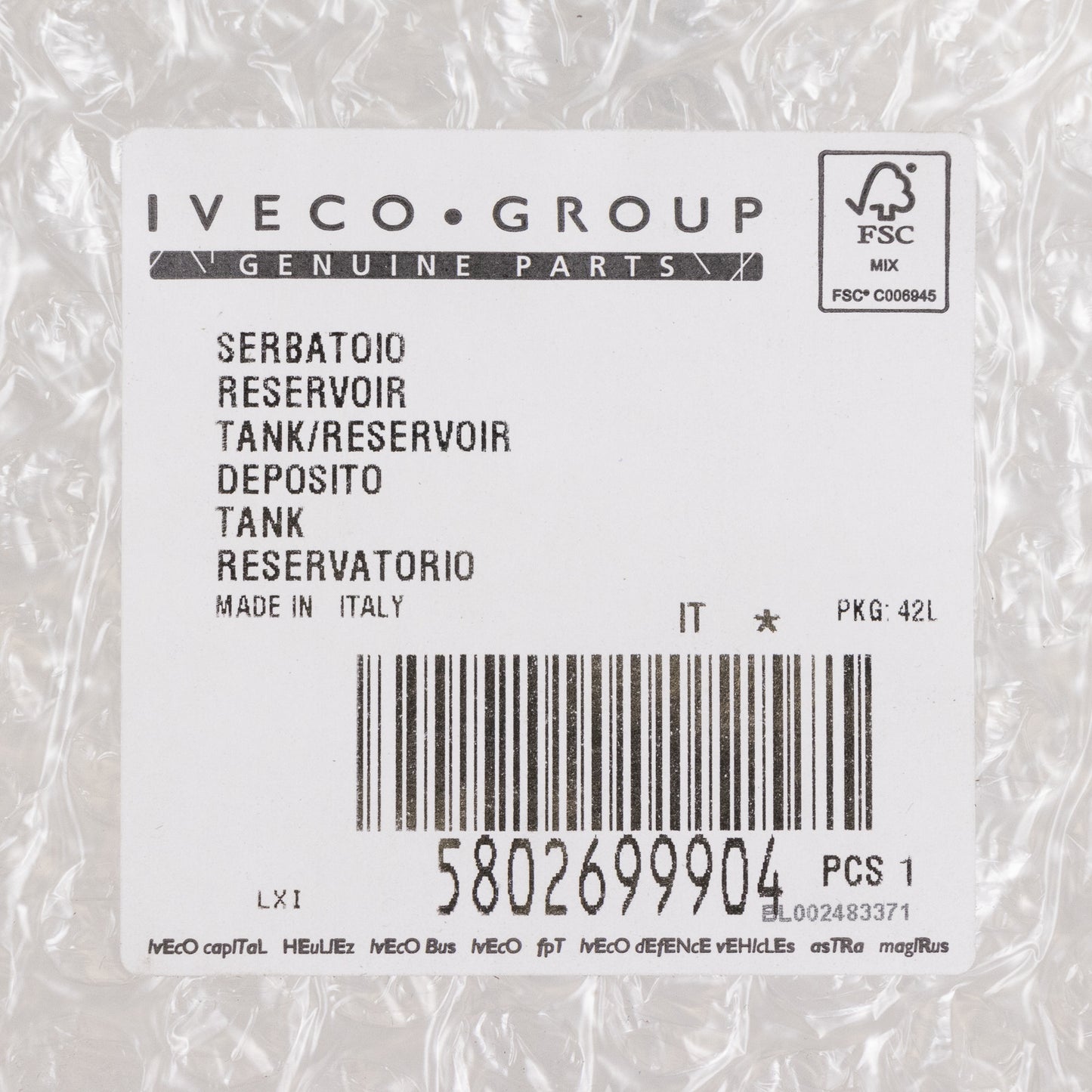 Zbiornik Adblue® Iveco OE 5802699904