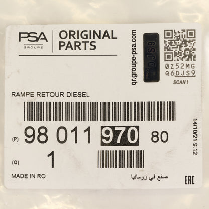 Przewód powrotny, przewód paliwa wyciekowego PSA OE 9801197080