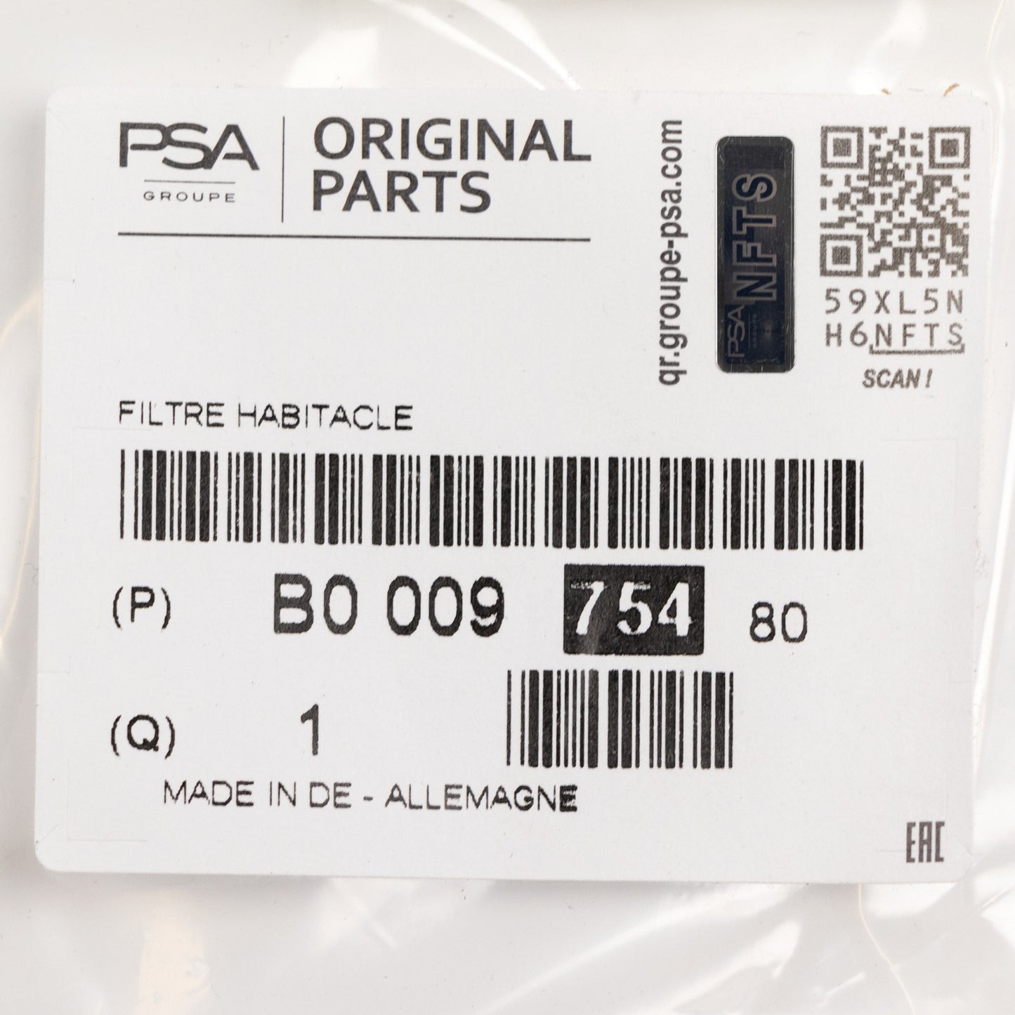 Filtr kabinowy PSA OE B000975480