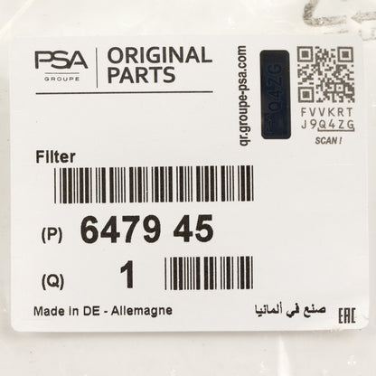 Filtr kabinowy PSA OE 647945