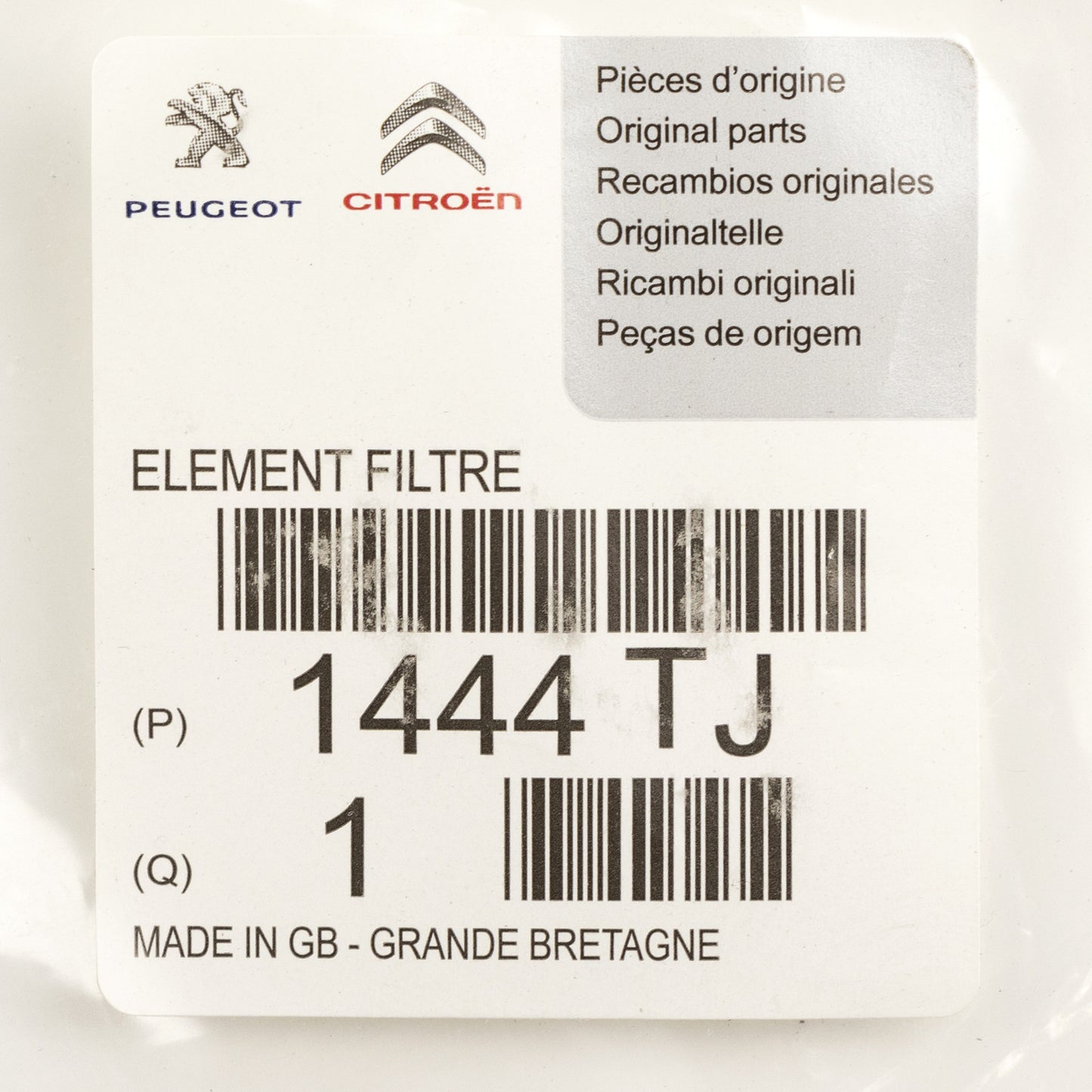 Wkład filtra powietrza prostokątny PSA OE 1444TJ L=316 B=112 H=59 mm