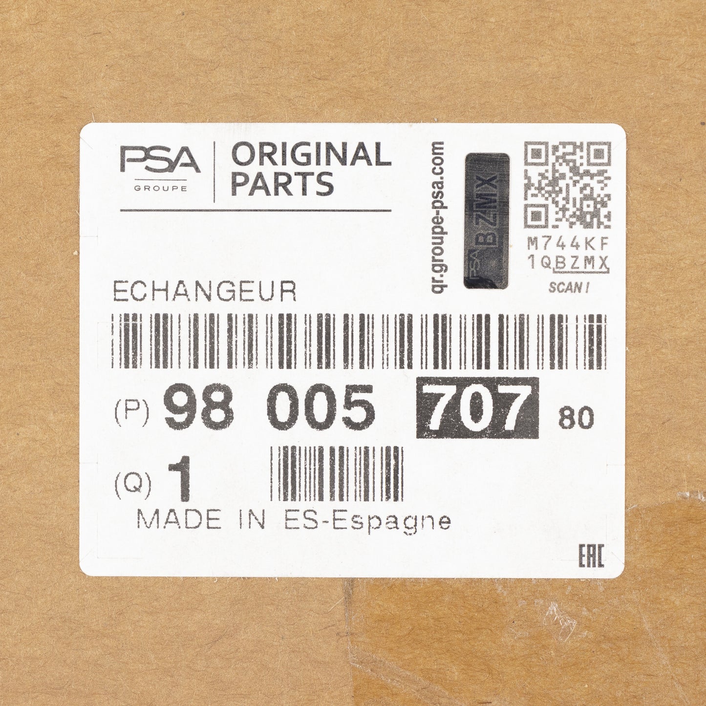 Chłodnica, recyrkulacja spalin, moduł EGR PSA OE 9800570780