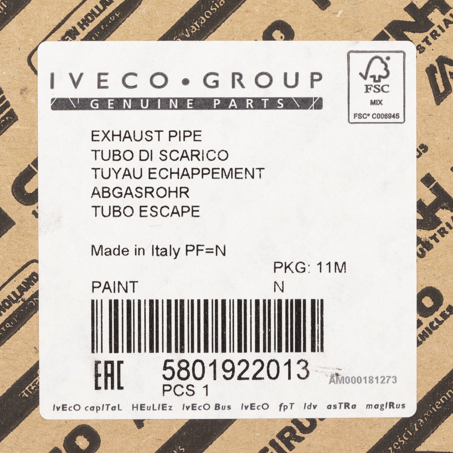 Rura AGR Iveco OE 5801922013