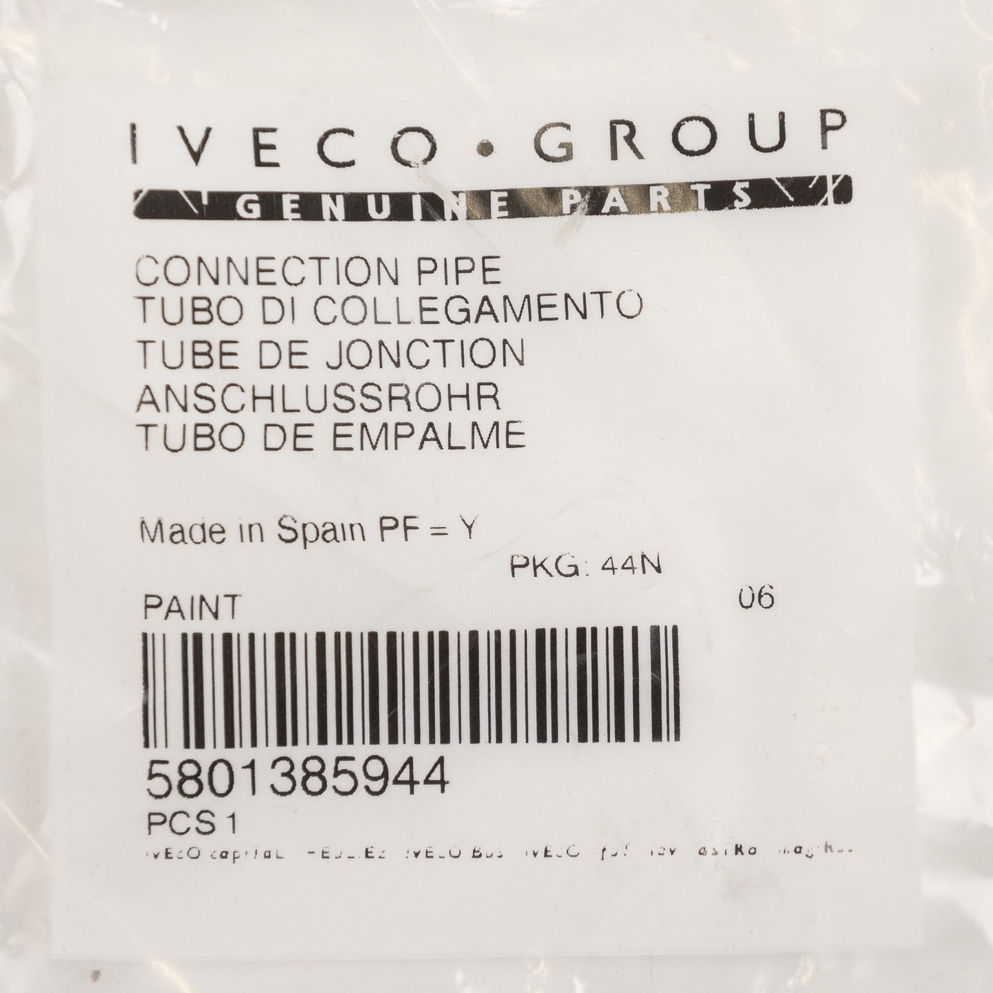 Rurka do zaworu EGR Iveco OE5801385944