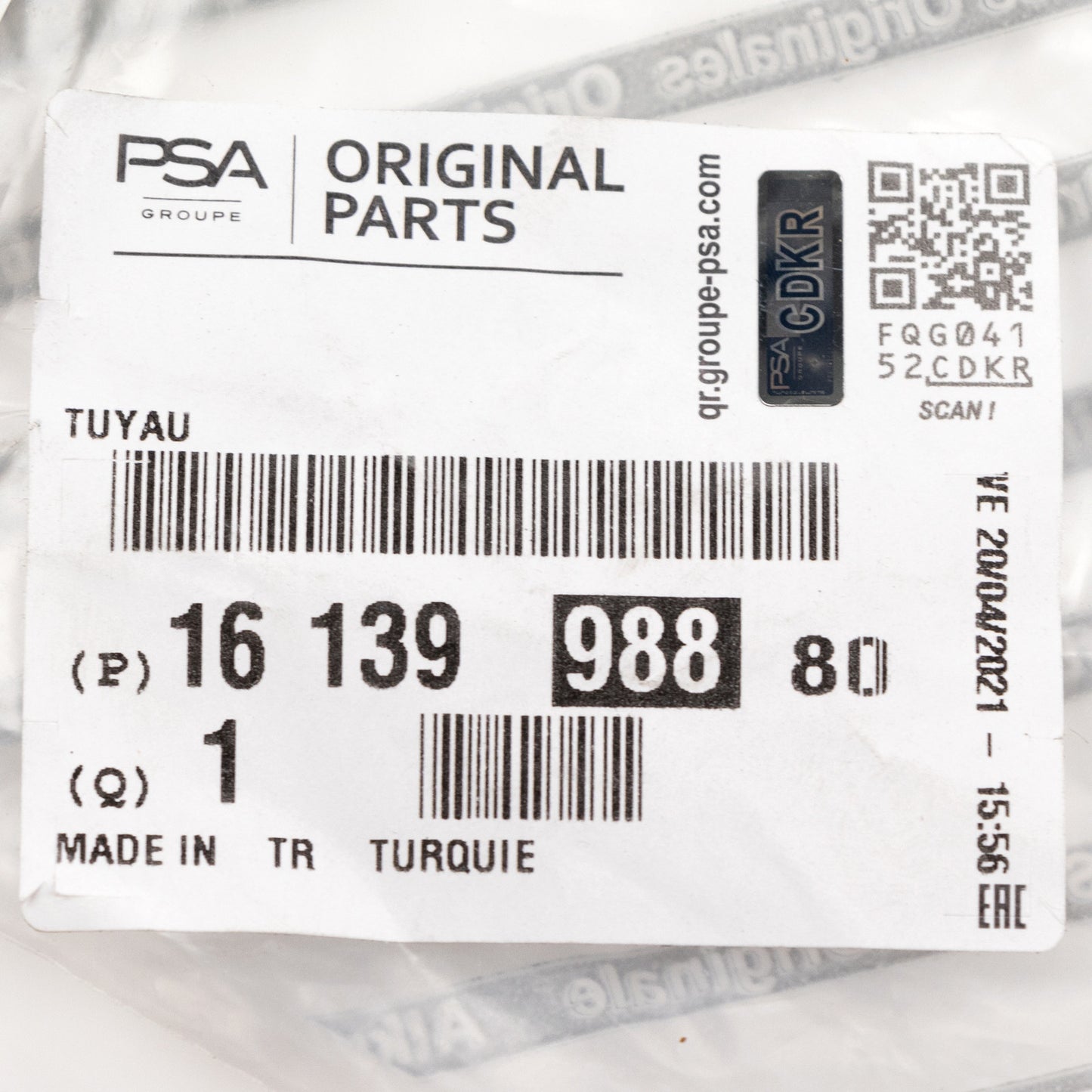 Przewód olejowy PSA OE 1613998880
