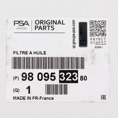 Filtr oleju Wkład filtra oleju Oryginalny PSA 9809532380