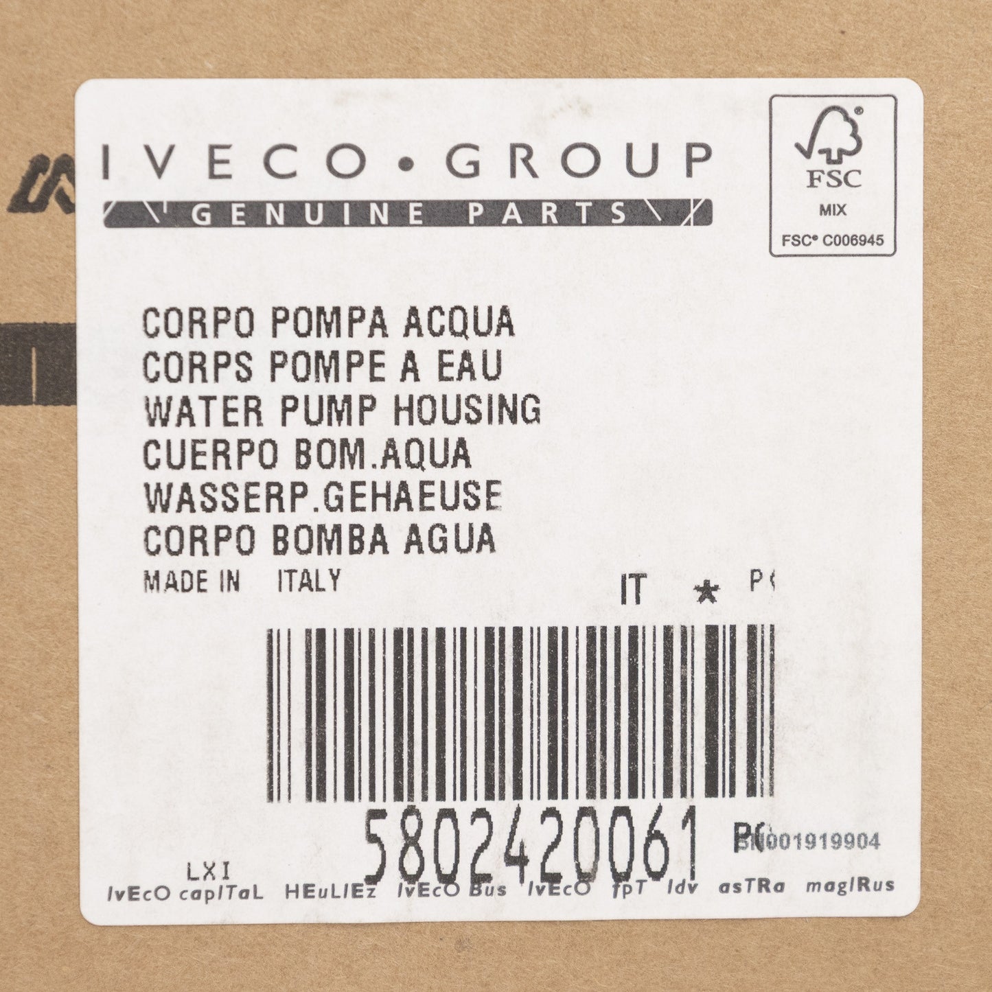 Pompa wodna Iveco OE 5802420061
