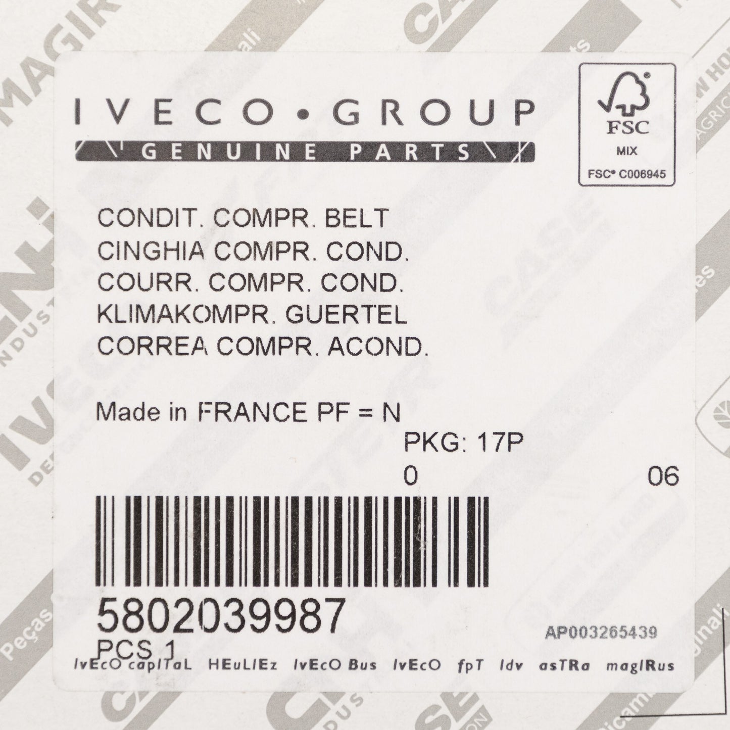 PAS ELASTYCZNY 4K903 Iveco OE5802039987