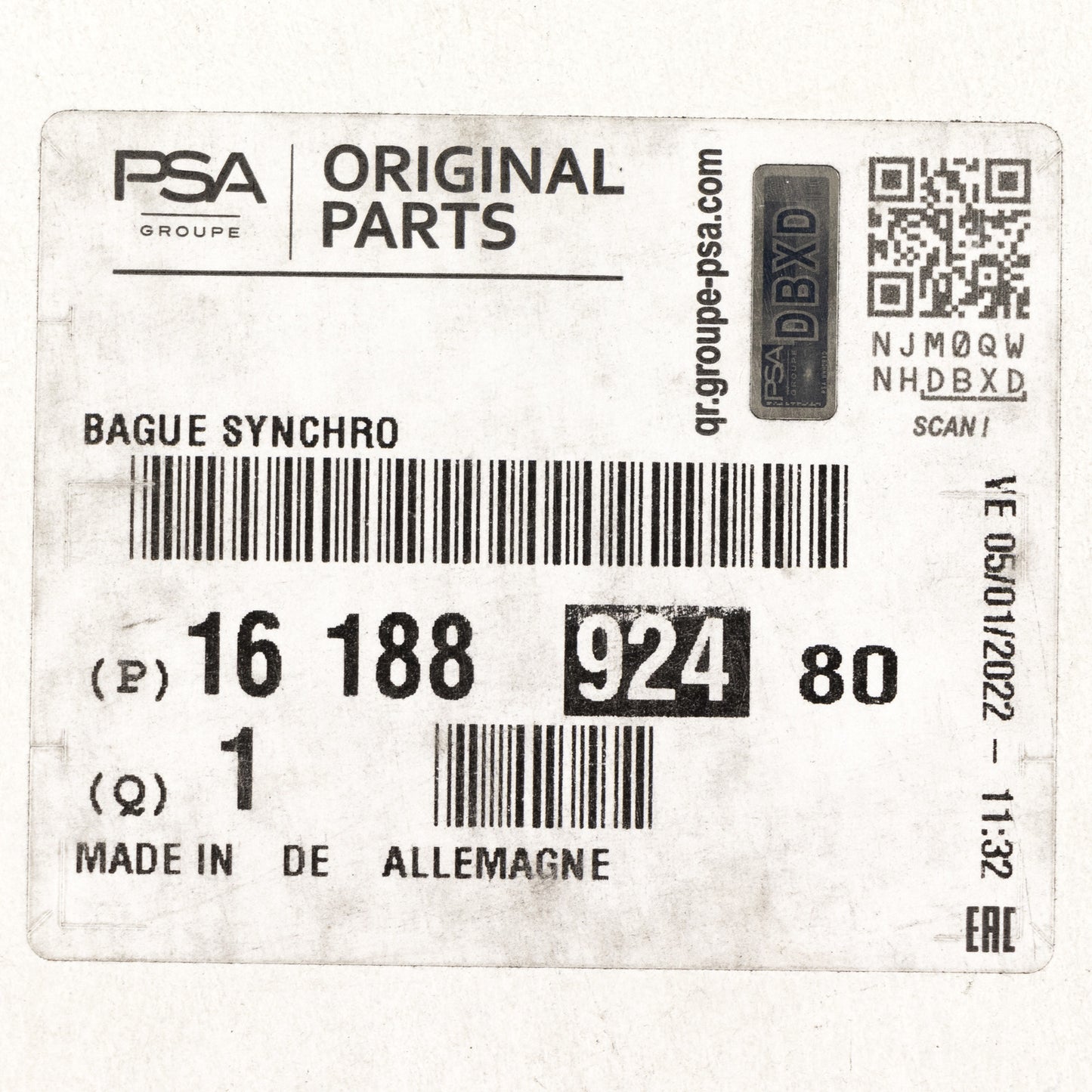Synchronizacja 4 biegów M40CV6 PSA OE 1618892480