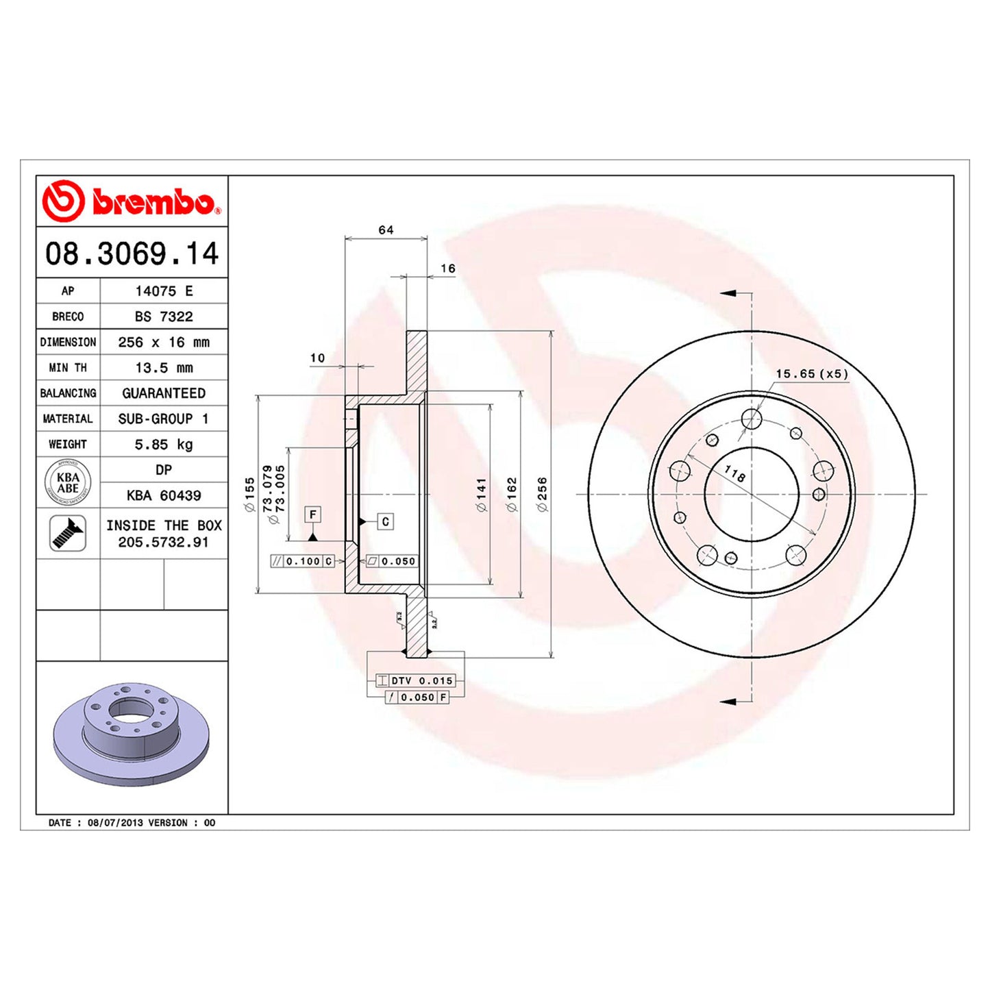 Przednia tarcza hamulcowa 14 cali Opony Brembo