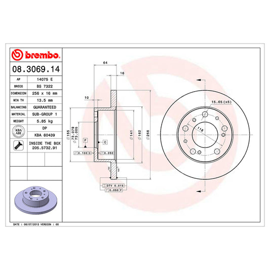 Przednia tarcza hamulcowa 14 cali Opony Brembo