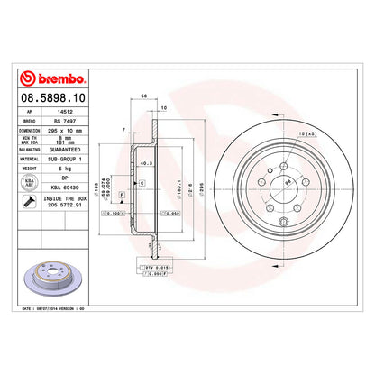 Tarcza hamulcowa tylna Brembo pełna 295 Ø mm
