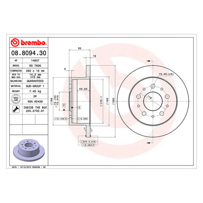 Tarcza hamulcowa tylna 15 cali Opony Brembo