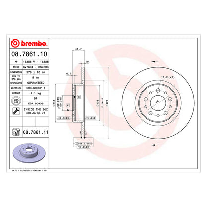 Tarcza hamulcowa tylna Brembo powlekana 276 mm Ø 10 mm 5 otworów