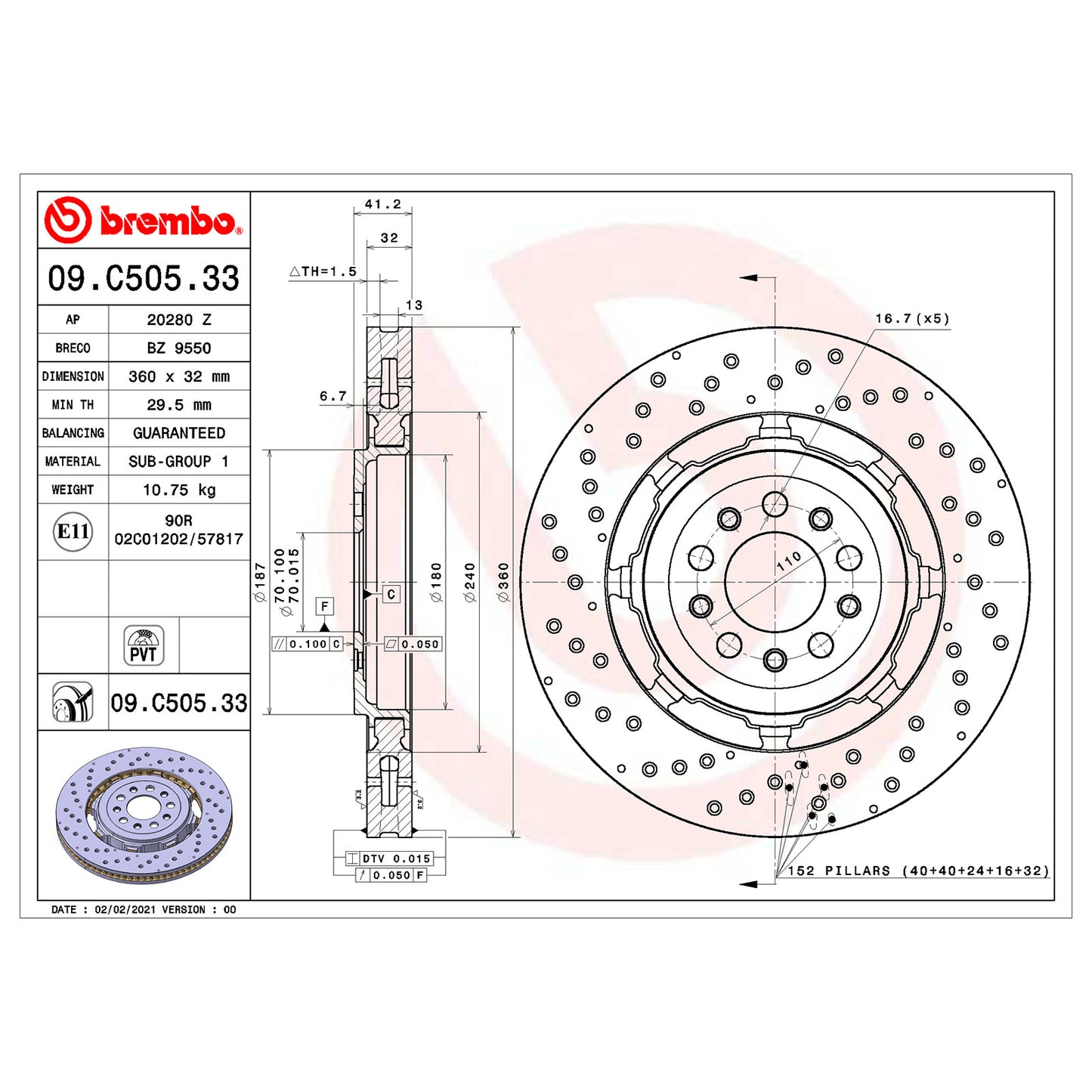 Przednia tarcza hamulcowa Hamulec Brembo