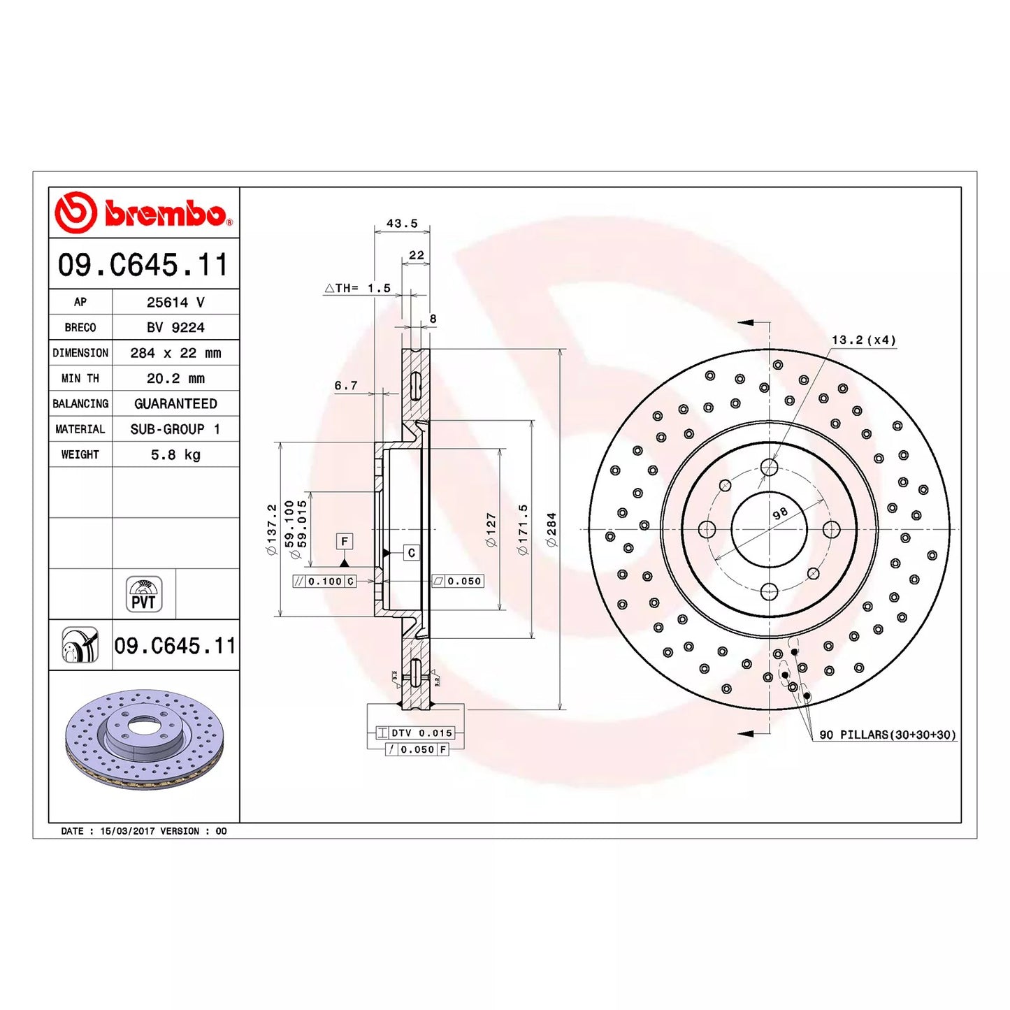 Przednia tarcza hamulcowa Brembo