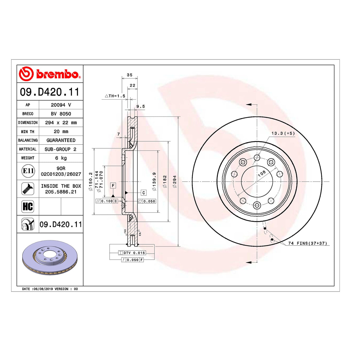 Tarcza hamulcowa tylna Brembo