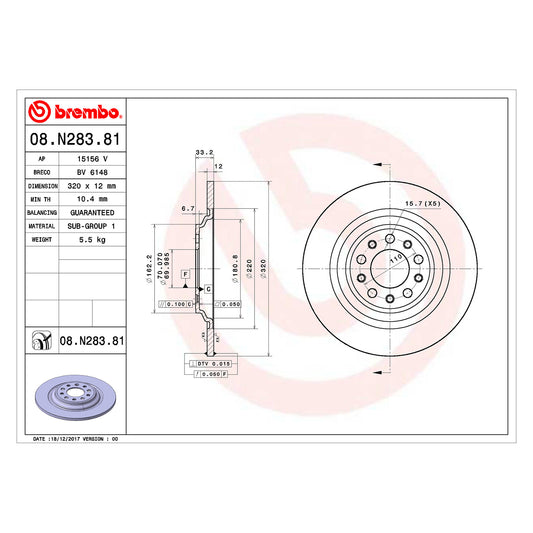 Tylna tarcza hamulcowa powlekana 320 Ø mm Brembo