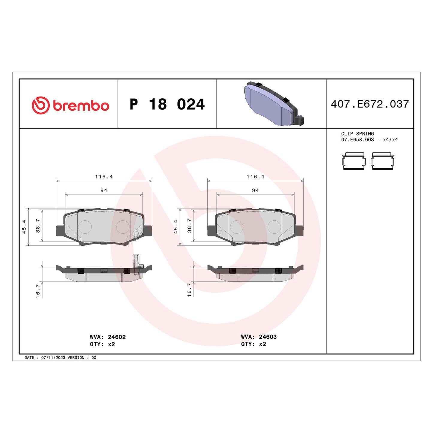 Tylne klocki hamulcowe Brembo
