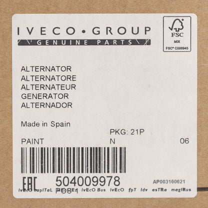 Alternator Iveco OE504009978