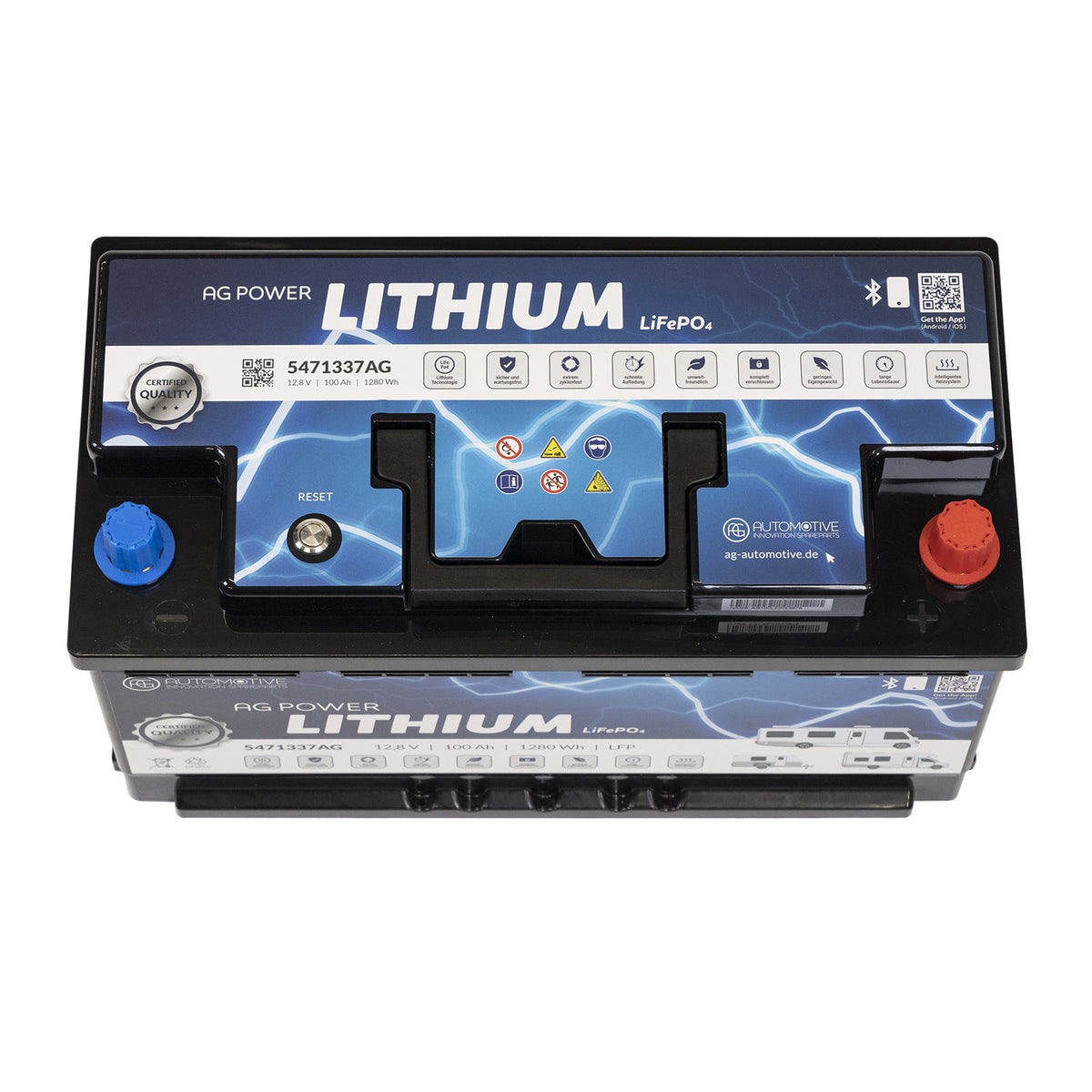 Akumulator litowy AG Automotive 100 Ah 100 A 12,8 V LiFePO4, energia 1280 Wh 5471337AG