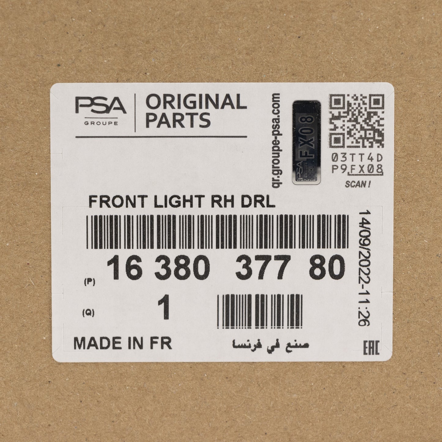 Reflektor przedni PSA OE 1638037780 LED