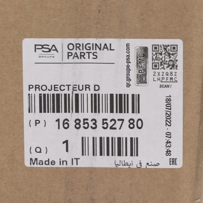 Reflektor przedni prawy PSA OE 9810805880