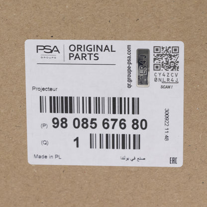 Reflektor przedni prawy PSA OE 9808567680