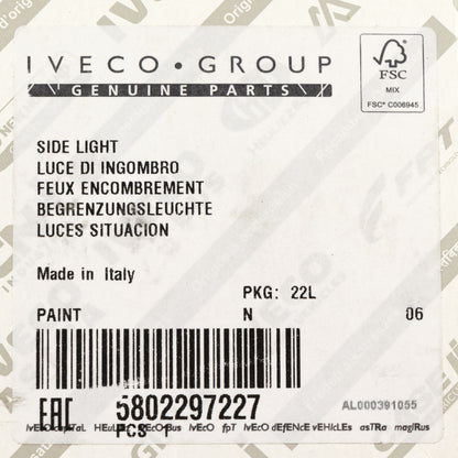 Lampa ograniczająca boczna oryginalna Iveco 5802297227