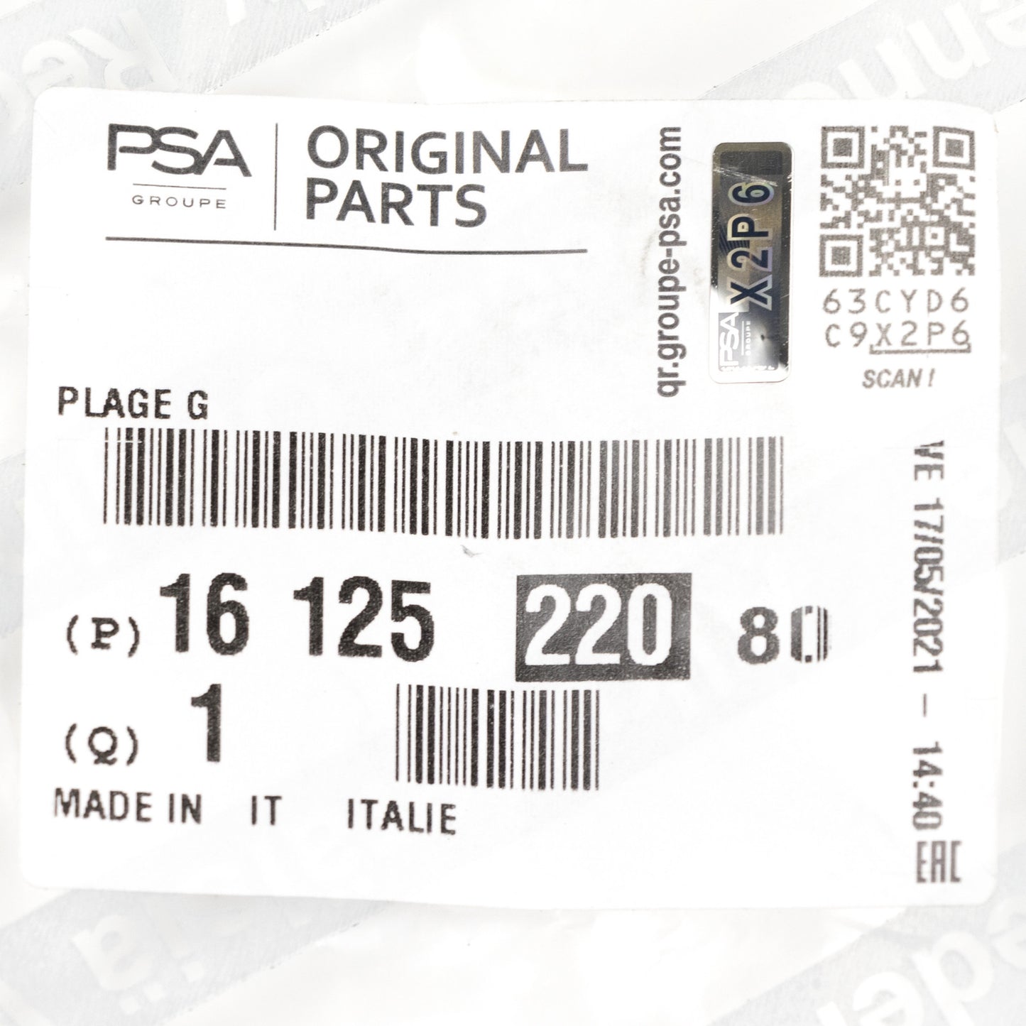 Element końcowy błotnika przedniego lewego PSA OE 1612522080