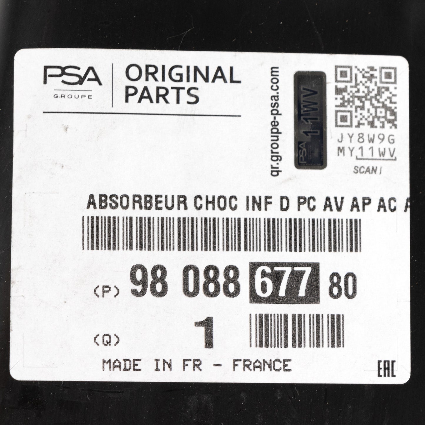 Amortyzator przedni prawy PSA OE 9808867780