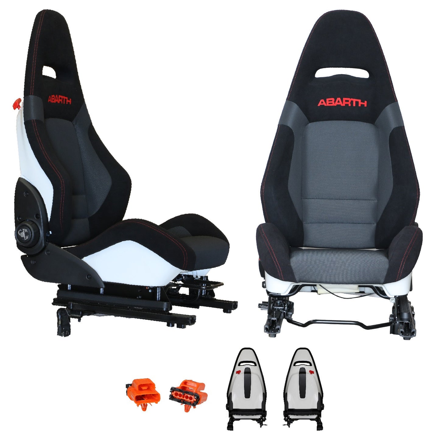 Abarth SABELT Seats Fotele w kolorze czarnym Alcantara 2 sztuki Oryginalne