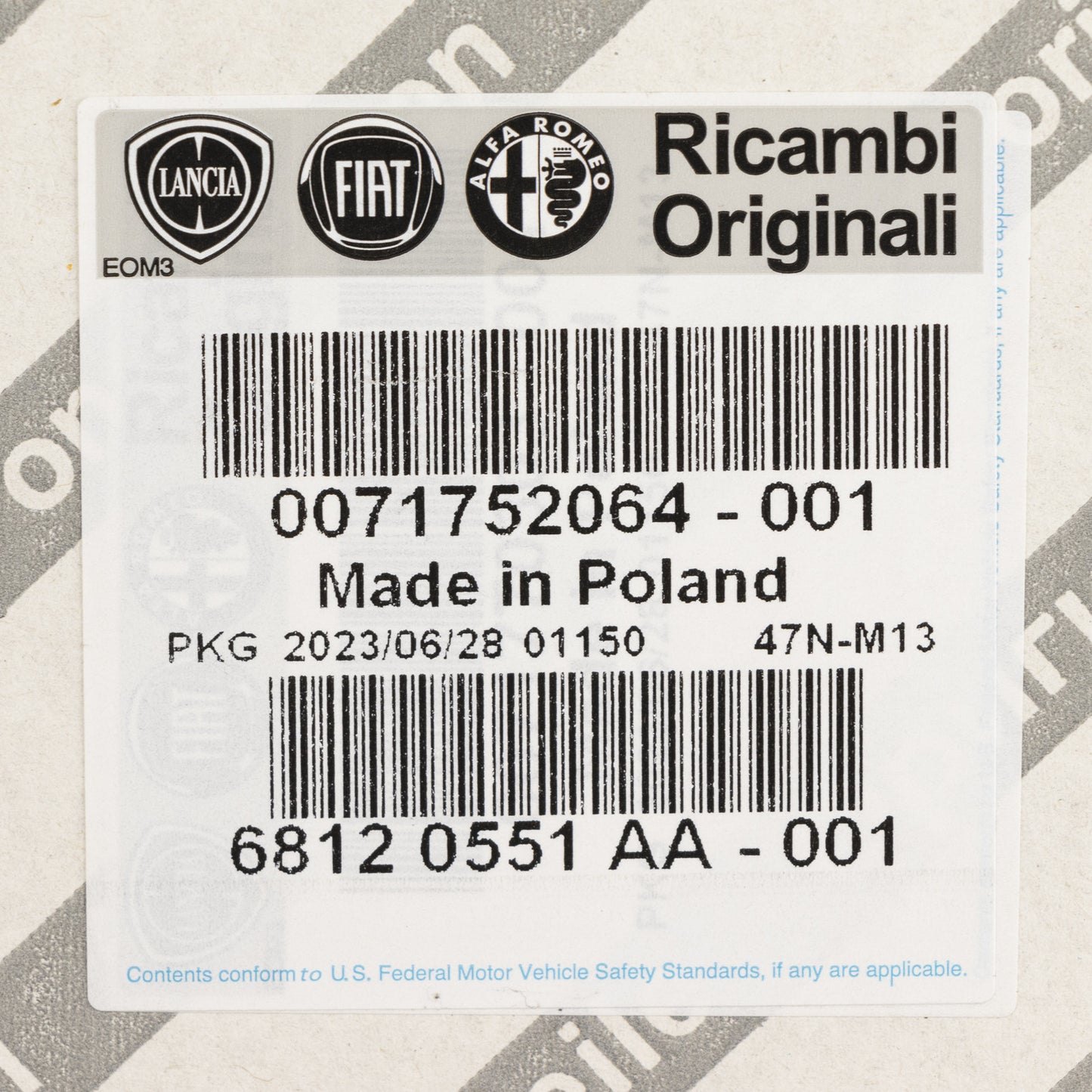 Szkło lusterka zewnętrznego prawego, oryginalne FCA 71752064